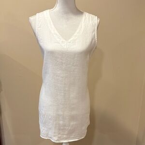 Linen White Sleeveless Mini Dress